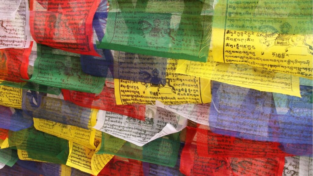 Grande bandiera tibetana di preghiera – 25,4 x 30,5 cm tradizionale stampata a mano | fatto a mano in Nepal | Affermazione cavallo del vento (25 pezzi
